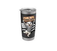Humour Bretagne Hermine et Drapeau Breton Breizh Gobelet isotherme en acier inoxydable double paroi
