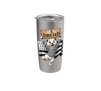 Humour Bretagne Hermine et Drapeau Breton Breizh Gobelet isotherme en acier inoxydable double paroi