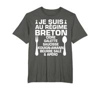 Humour Breton Régime & Apéro Bretagne Cadeau Spécialité T-Shirt, Homme Grandes Tailles, Asphalte, 2X Tall