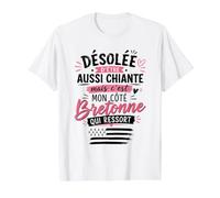 Humour Bretonne - Désolée D’Être Aussi Chiante T-Shirt Graphique avec Valeur, Homme, Blanc, XL