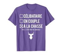 Humour Chasseur Célibataire en Couple À La Chasse T-Shirt, Homme, Violet Chiné, XL