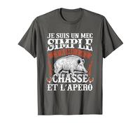 Humour Chasseur Homme Sanglier Chasse T-Shirt, Homme, Asphalte, 5XL
