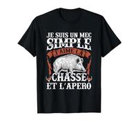 Humour Chasseur Homme Sanglier Chasse T-Shirt, Homme, Noir, S