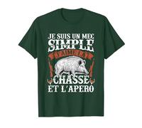 Humour Chasseur Homme Sanglier Chasse T-Shirt, Homme, Vert Forêt, 3XL