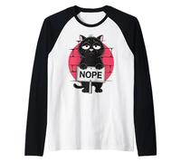 Humour Chat Homme Femme Ado Nope Non Sommeil Paresse Flemme Manche Raglan