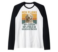 Humour Chien Cadeau Pyjama Poils Golden Retriever Vintage Manche Raglan