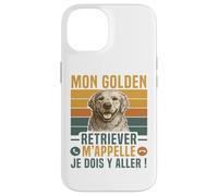 Humour Chien Mon Golden Retriever M' Appelle Cadeau Vintage Coque pour iPhone 14
