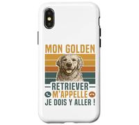 Humour Chien Mon Golden Retriever M' Appelle Cadeau Vintage Coque pour iPhone X/XS