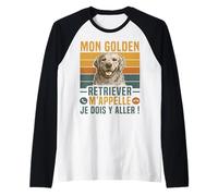 Humour Chien Mon Golden Retriever M' Appelle Cadeau Vintage Manche Raglan