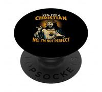 Humour chrétien Pas Parfait Cool Foi Religieuse Homme PopSockets PopGrip Adhésif