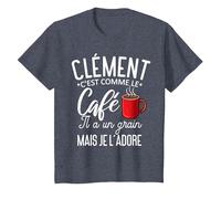 Humour Clément comme Le café il a Un Grain Je l'adore T-Shirt, Enfant, Bleu Chiné, 6 Ans