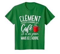 Humour Clément comme Le café il a Un Grain Je l'adore T-Shirt, Enfant, Vert Kelly, 6 Ans