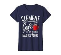 Humour Clément comme Le café il a Un Grain Je l'adore T-Shirt, Femme, Bleu Marine, S