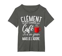Humour Clément comme Le café il a Un Grain Je l'adore T-Shirt, Femme Grandes Tailles, Asphalte, 6X