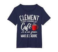 Humour Clément comme Le café il a Un Grain Je l'adore T-Shirt, Femme Grandes Tailles, Bleu Marine, 6X