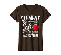 Humour Clément comme Le café il a Un Grain Je l'adore T-Shirt, Femme, Marron, S
