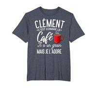 Humour Clément comme Le café il a Un Grain Je l'adore T-Shirt, Homme Grandes Tailles, Bleu Chiné, 5X Tall
