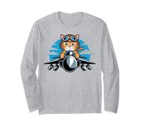 Humour d'aviation de Pilote de Chat de Combat Amusant pour Les Amoureux des Chats Manche Longue