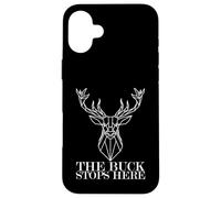Humour de Chasse The Buck s'arrête Ici Chasseur de cerf Coque pour iPhone 16 Plus