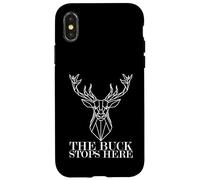 Humour de Chasse The Buck s'arrête Ici Chasseur de cerf Coque pour iPhone X/XS