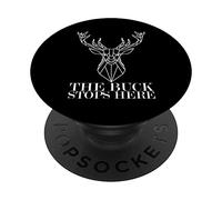 Humour de Chasse The Buck s'arrête Ici Chasseur de cerf PopSockets PopGrip Adhésif