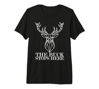 Humour de Chasse The Buck s'arrête Ici Chasseur de cerf T-Shirt Haut de Gamme