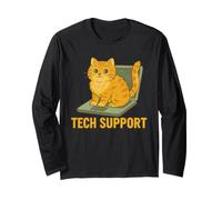 Humour de Chat Tech Support pour Les Nerds informatiques et Les Amoureux des Chats Manche Longue