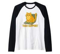 Humour de Chat Tech Support pour Les Nerds informatiques et Les Amoureux des Chats Manche Raglan