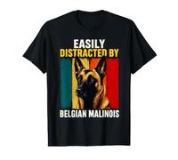 Humour de Chien Facilement distrait par Le Malinois Belge rétro T-Shirt Graphique avec Valeur