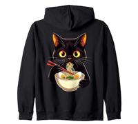 Humour de Mangeur de Ramen avec Un Chat Noir Amusant Sweat à Capuche