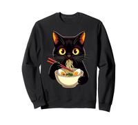 Humour de Mangeur de Ramen avec Un Chat Noir Amusant Sweatshirt