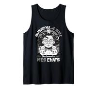 Humour Drole Chat Femme Vieille avec Trois Chats Grognons Débardeur