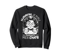 Humour Drole Chat Femme Vieille avec Trois Chats Grognons Sweatshirt