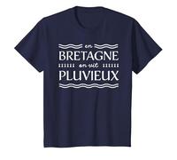 Humour en Bretagne on VIT Pluvieux Temps Breton T-Shirt, Enfant, Bleu Marine, 3 Ans