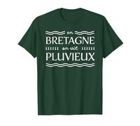 Humour en Bretagne on VIT Pluvieux Temps Breton T-Shirt, Homme, Vert Forêt, XXL