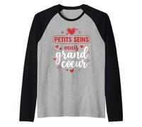 Humour Femme Grand cœur Petits Seins Manche Raglan