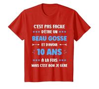 Humour Garçon 10 Ans Beau Gosse Anniversaire 10 Ans T-Shirt, Enfant, Rouge, 10 Ans