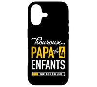 Humour Heureux Papa de 4 Enfants pour père fatigué Coque pour iPhone 17