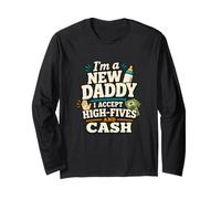 Humour Humoristique New Dad New Father High Five Cash Manche Longue