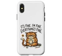Humour introverti drôle Sarcastique Amoureux des Chats Totally Fine Mood Coque pour iPhone X/XS