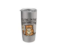 Humour introverti drôle sarcastique amoureux des chats Totally Fine Mood Gobelet isotherme en acier inoxydable double paroi