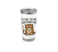 Humour introverti drôle sarcastique amoureux des chats Totally Fine Mood Gobelet isotherme en acier inoxydable double paroi