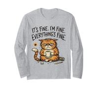 Humour introverti drôle Sarcastique Amoureux des Chats Totally Fine Mood Manche Longue