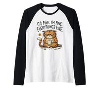 Humour introverti drôle Sarcastique Amoureux des Chats Totally Fine Mood Manche Raglan