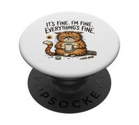 Humour introverti drôle Sarcastique Amoureux des Chats Totally Fine Mood PopSockets PopGrip Adhésif