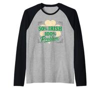 Humour Irlandais drôle Saint Patrick Irish Pride Half Irish DNA Manche Raglan