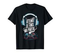Humour Jeux Femmes et Hommes Jeunes Attends Je Finis Ma Partie, Jeu Vidéo Garçons Filles Gamer T-Shirt Noir S Caricature Fête T-Shirt Coupe Classique Manche Courte Col Rond Garçons 12-15 Ans