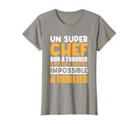 Humour Manager Super Chef D'équipe Idee Cadeau Départ T-Shirt, Femme, Ardoise, XL