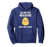 Humour patates Mignonne La Vie est Meilleure avec Une patate Sweat à Capuche, Unisexe pour Adultes, Bleu Marine, S