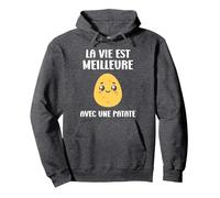 Humour patates Mignonne La Vie est Meilleure avec Une patate Sweat à Capuche, Unisexe pour Adultes, Chiné Foncé, XXL